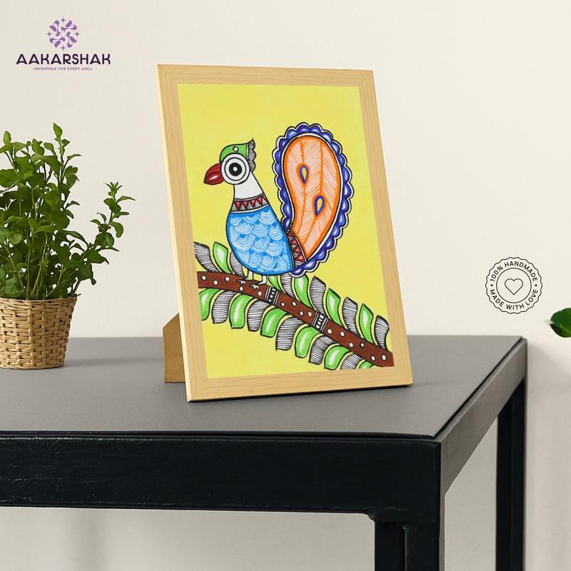 vibrant handmade madhubani painting-depicting indian folk traditions