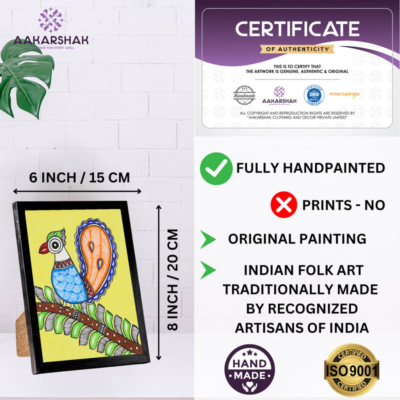 handmade iso certified madhubani-peacock painting