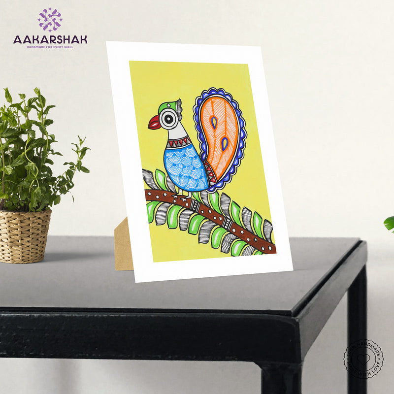 vibrant handmade madhubani painting-depicting indian folk traditions