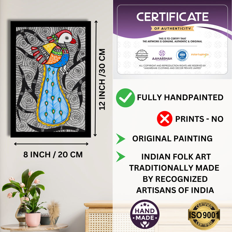 handmade iso certified-peacock madhubani painting