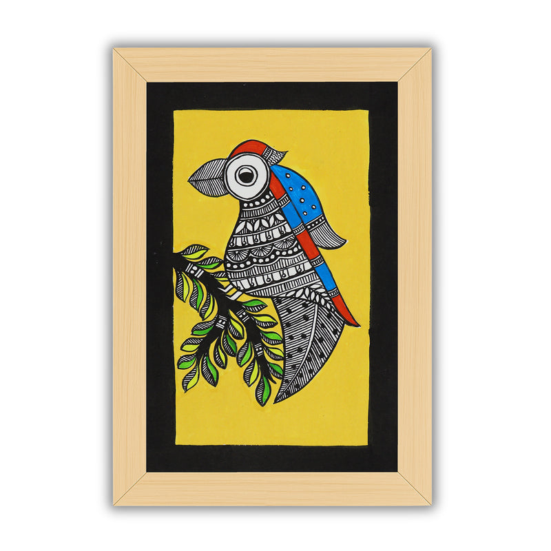 handmade madhubani painting painting peacock-in vibrant traditional folk art style