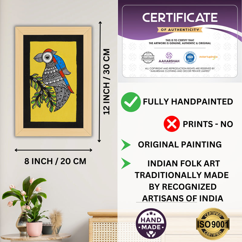 handmade iso certified-peacock madhubani painting