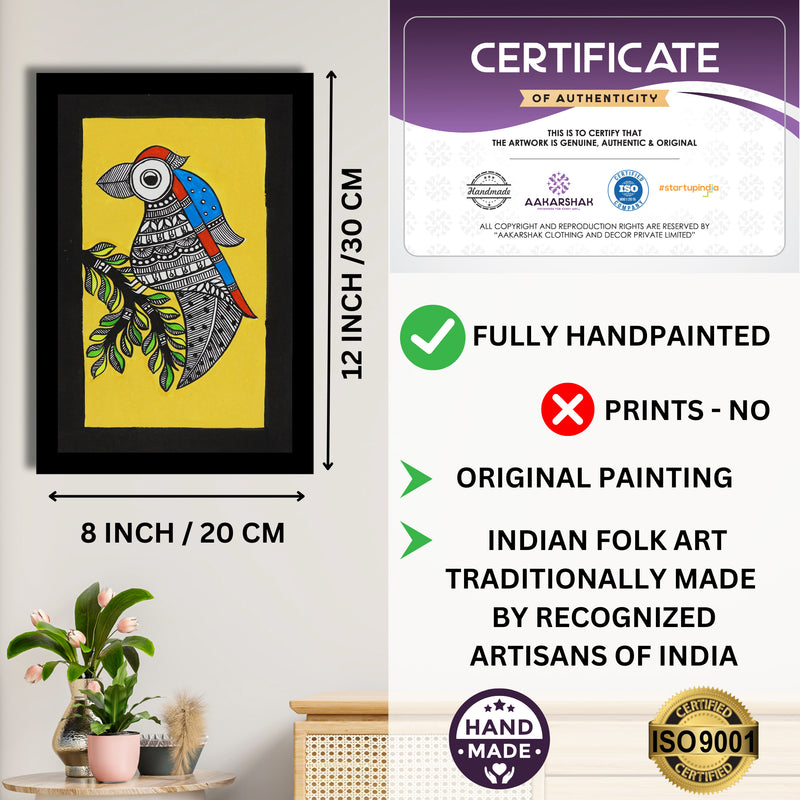 handmade iso certified-peacock madhubani painting