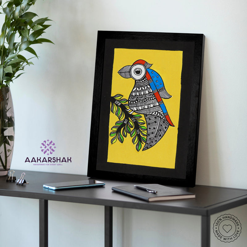 vibrant handmade peacock painting-depicting indian folk traditions