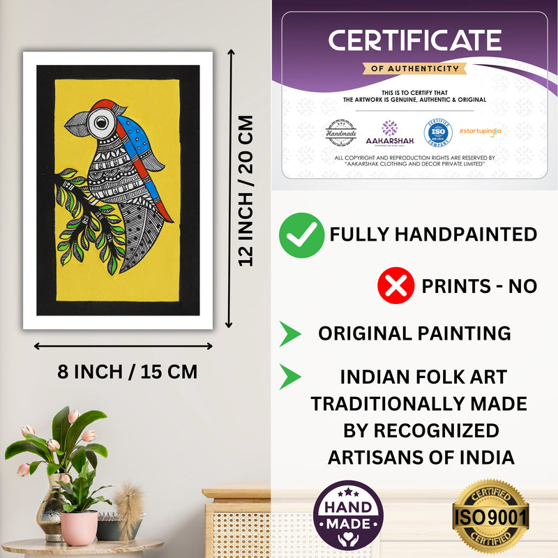 handmade iso certified-peacock madhubani painting