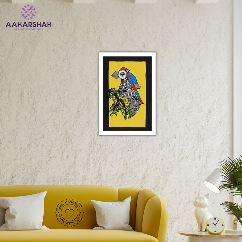 vibrant handmade peacock painting-depicting indian folk traditions