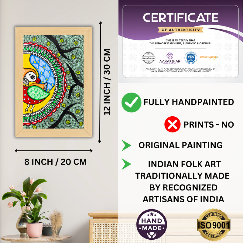 handmade iso certified-peacock madhubani painting
