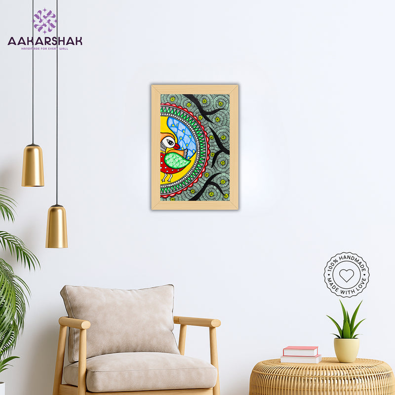 vibrant handmade peacock painting-depicting indian folk traditions