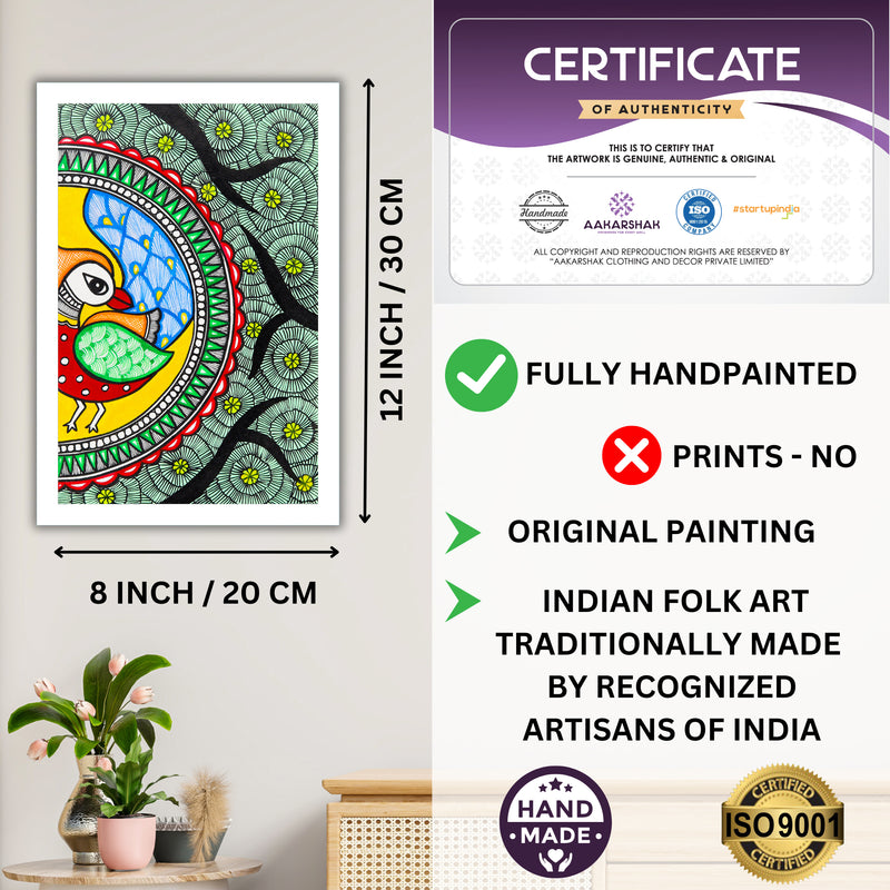 handmade iso certified-peacock madhubani painting