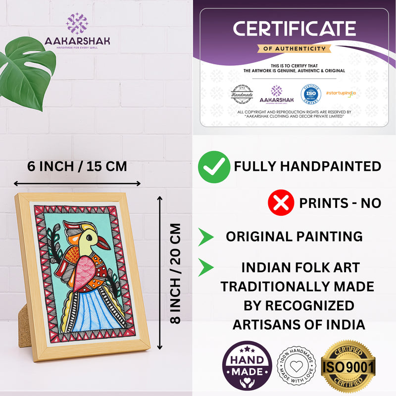 handmade iso certified madhubani-peacock painting