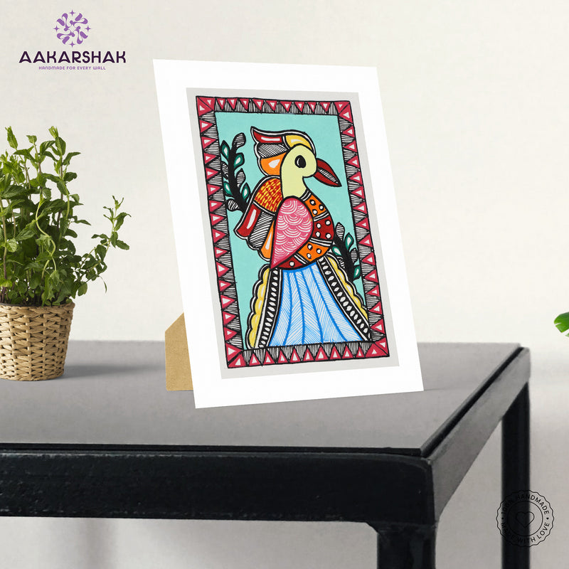 vibrant handmade madhubani painting-depicting indian folk traditions