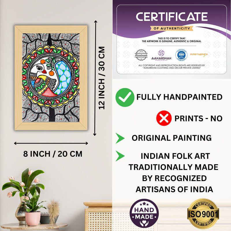 handmade iso certified-peacock madhubani painting