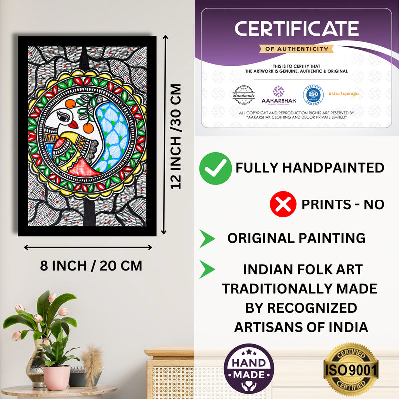 handmade iso certified-peacock madhubani painting