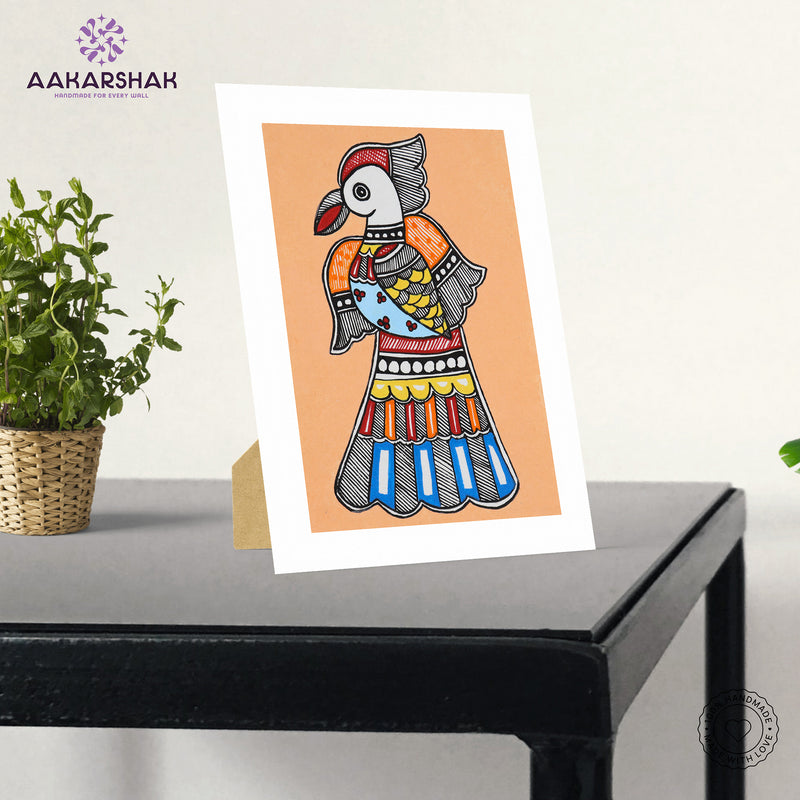 vibrant handmade madhubani painting-depicting indian folk traditi