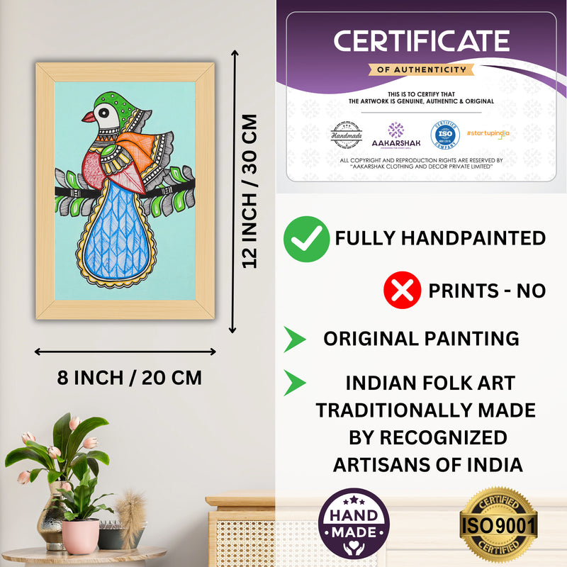 handmade iso certified-peacock madhubani painting