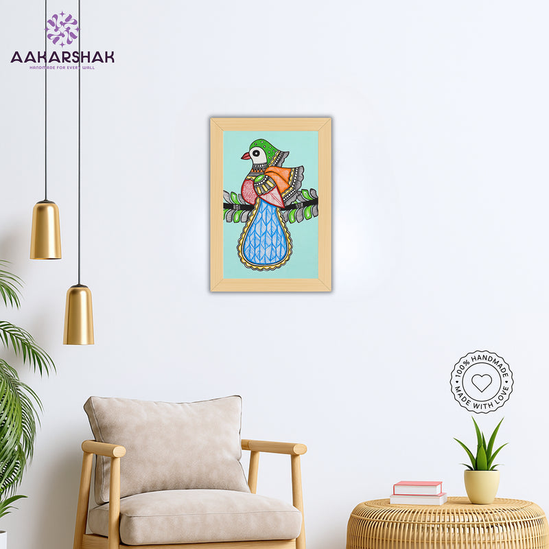 vibrant handmade peacock painting-depicting indian folk traditions