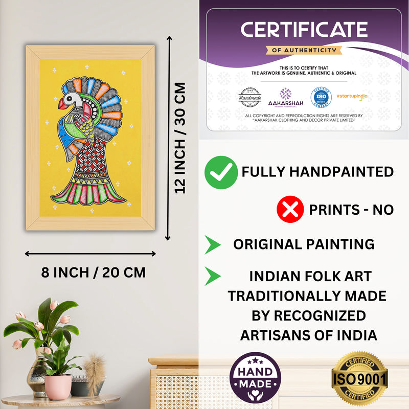 handmade iso certified-peacock madhubani painting