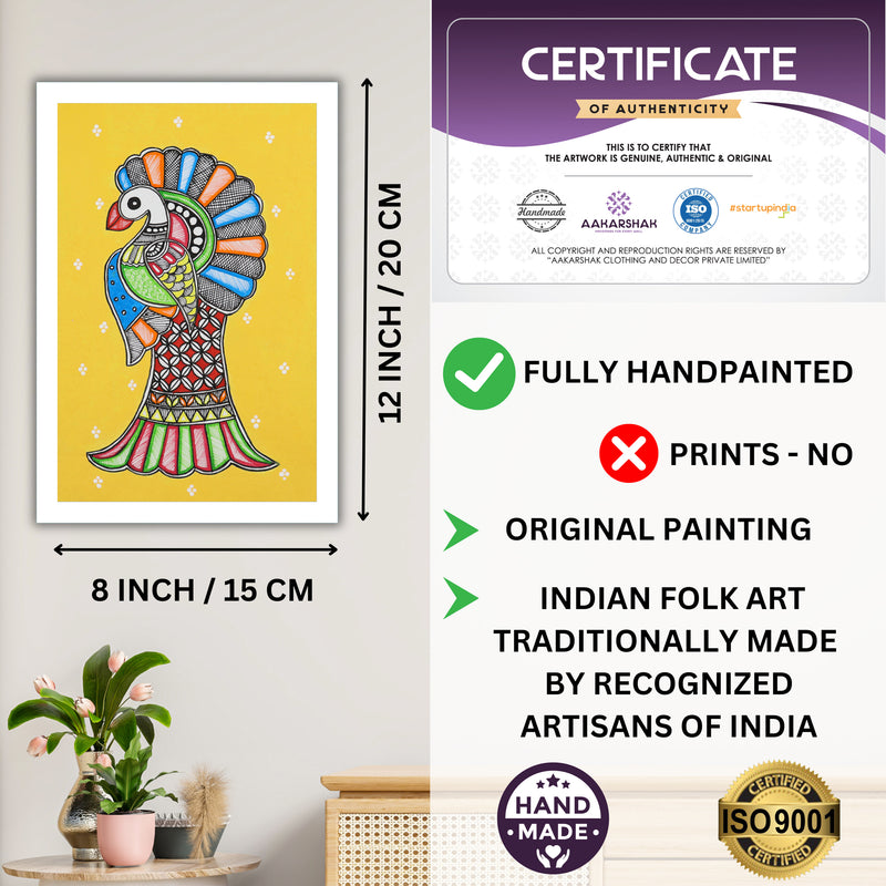 handmade iso certified-peacock madhubani painting