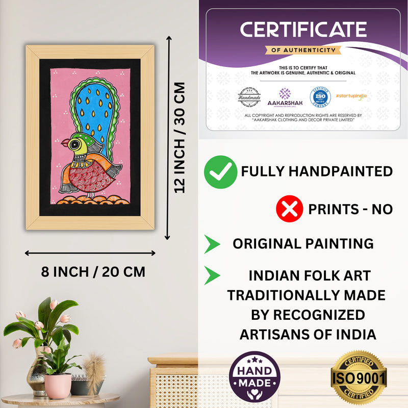 handmade iso certified-peacock madhubani painting