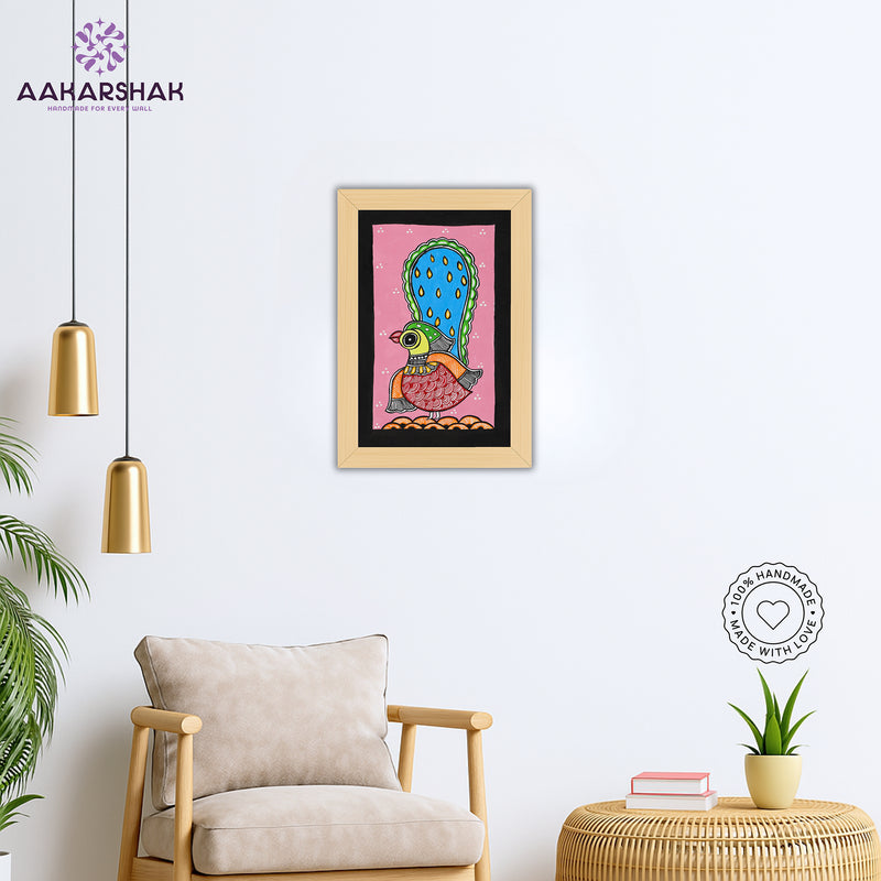 vibrant handmade peacock painting-depicting indian folk traditions