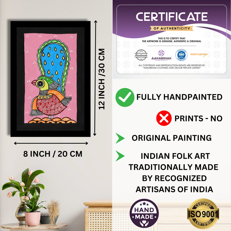 handmade iso certified-peacock madhubani painting