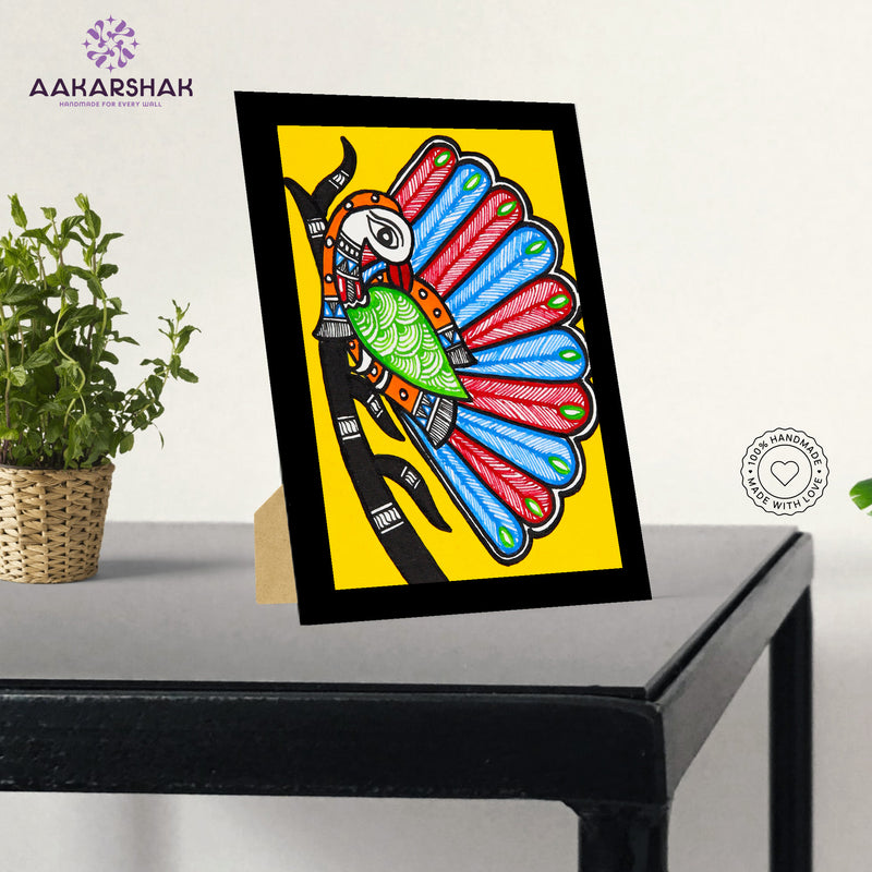 vibrant handmade madhubani painting-depicting indian folk traditions