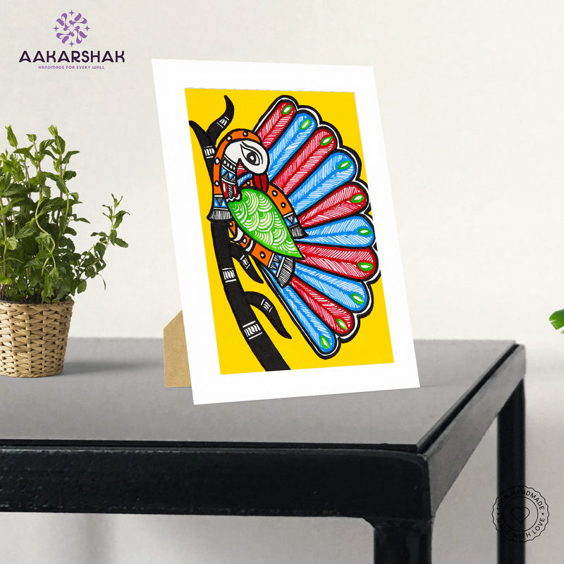 vibrant handmade madhubani painting-depicting indian folk traditions