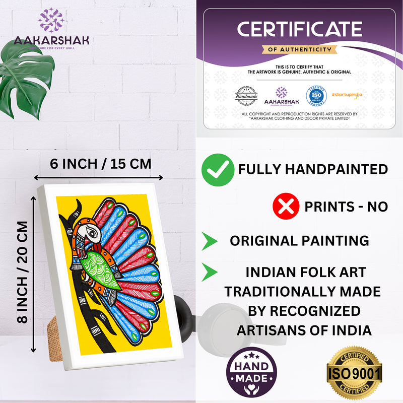handmade iso certified madhubani-peacock tree of life painting