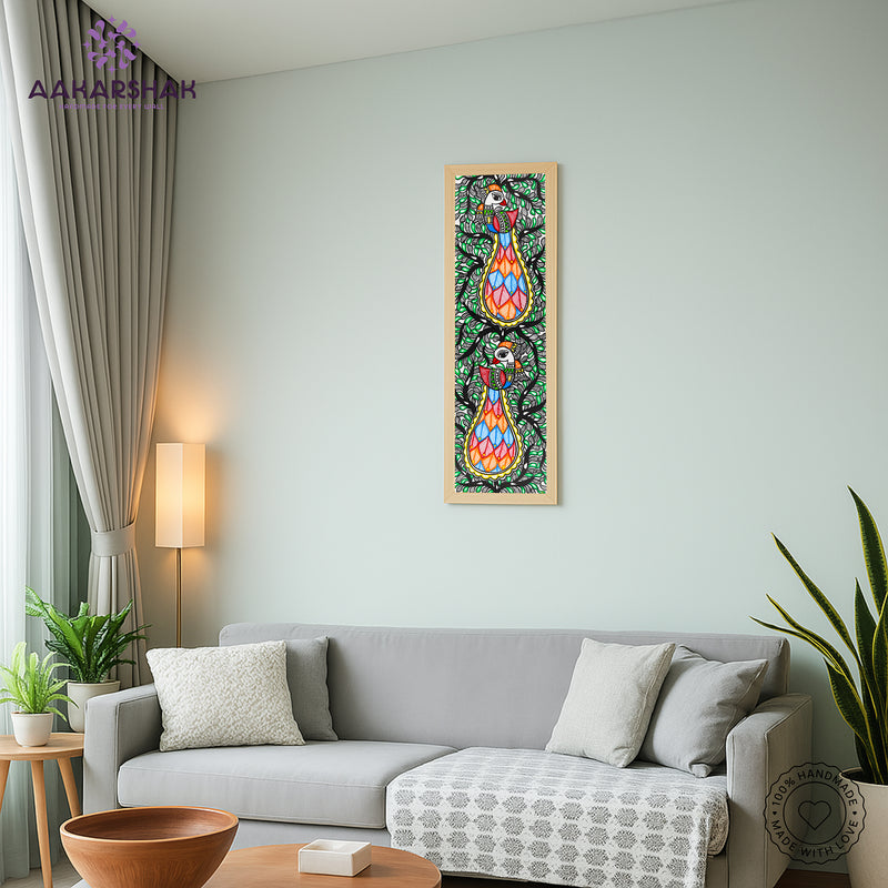 vibrant handmade tree of life painting-depicting indian folk traditions