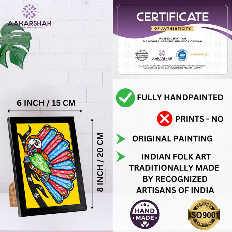 handmade iso certified madhubani-peacock tree of life painting