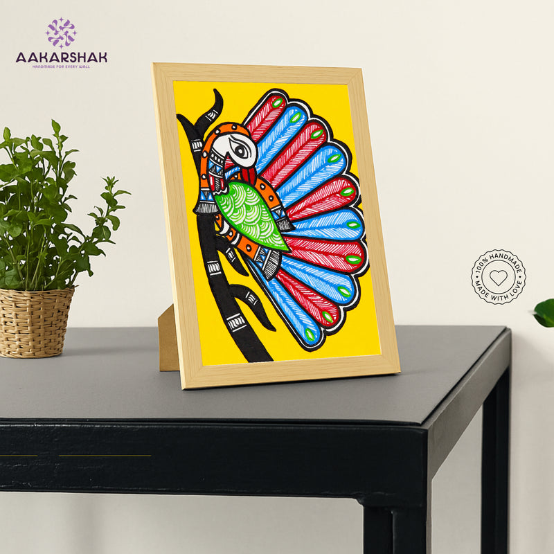 vibrant handmade madhubani painting-depicting indian folk traditions