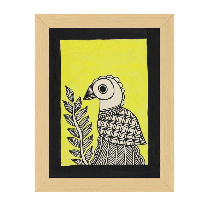 handmade madhubani painting peacock-in vibrant traditional folk art style