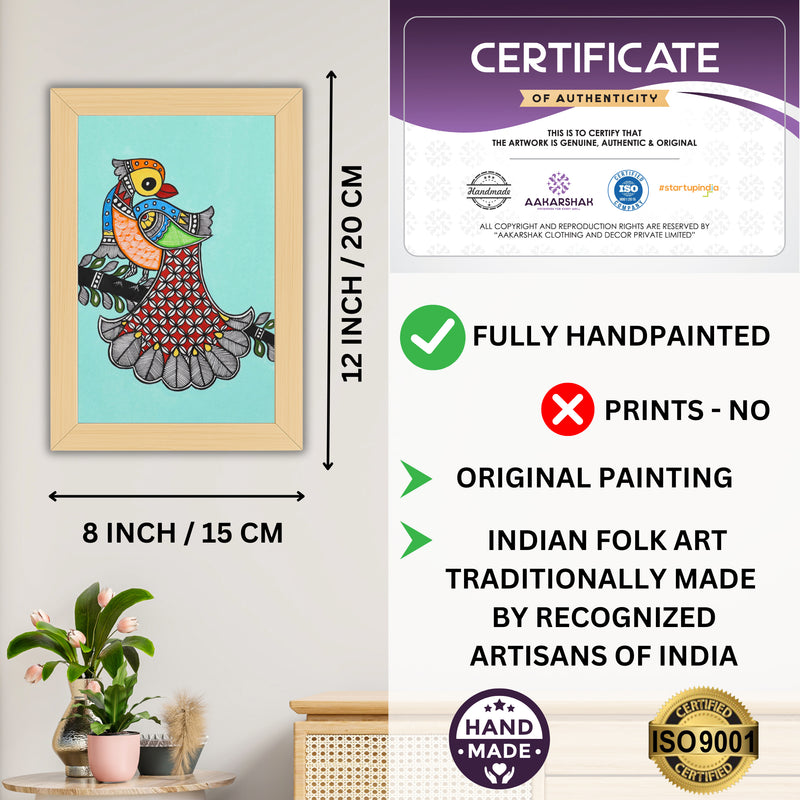 handmade iso certified-peacock madhubani painting