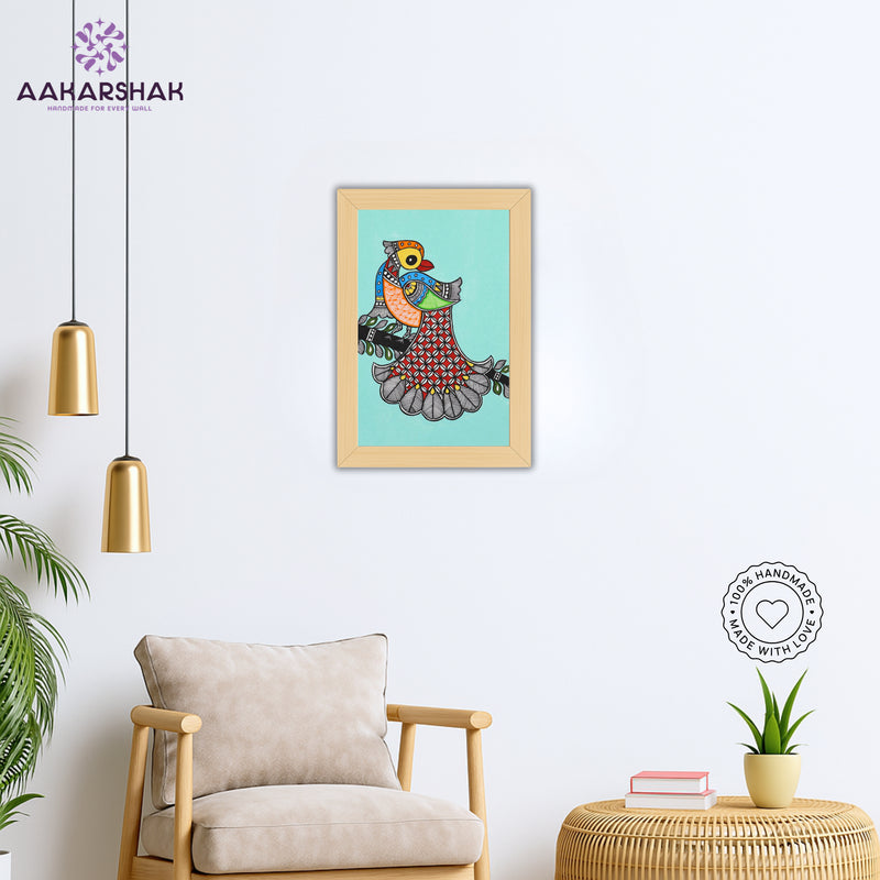 vibrant handmade peacock painting-depicting indian folk traditions