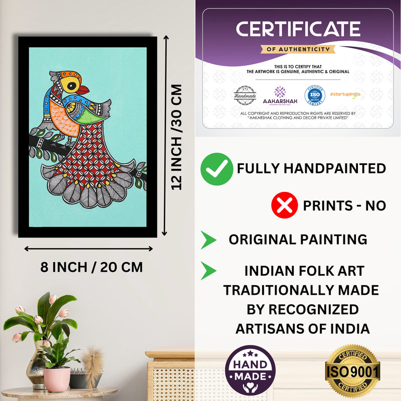 handmade iso certified-peacock madhubani painting