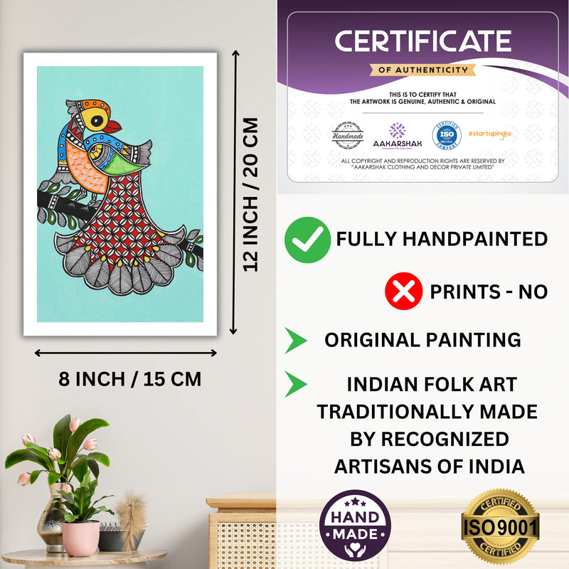 handmade iso certified-peacock madhubani painting