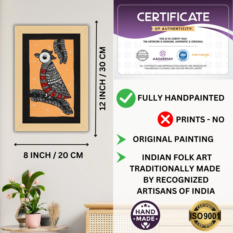 handmade iso certified-peacock madhubani painting
