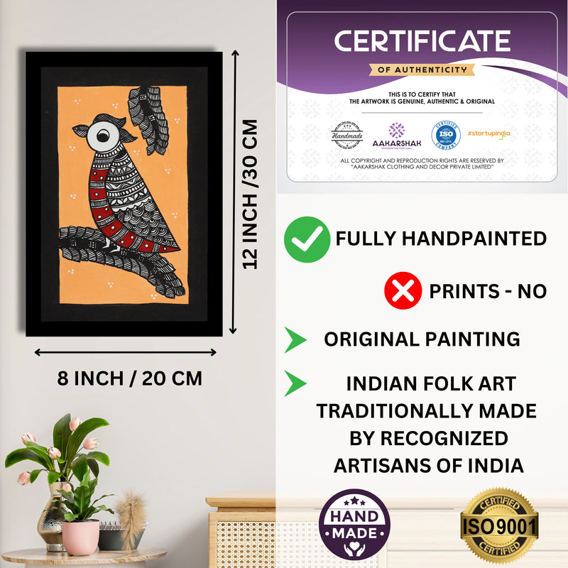 handmade iso certified-peacock madhubani painting