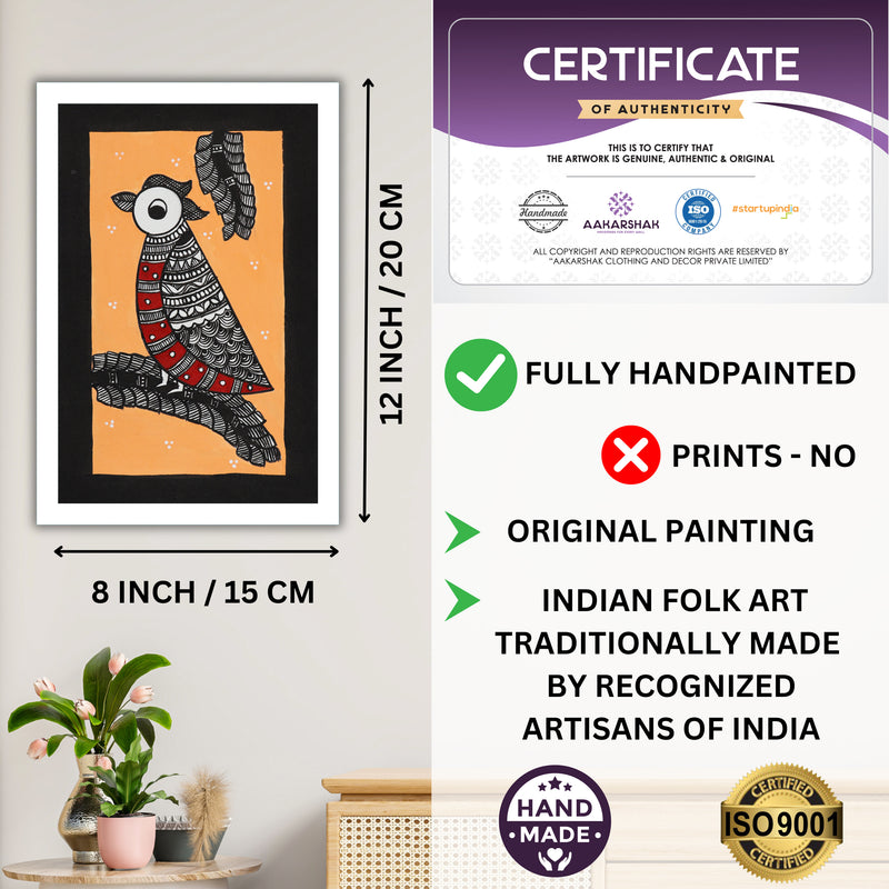 handmade iso certified-peacock madhubani painting