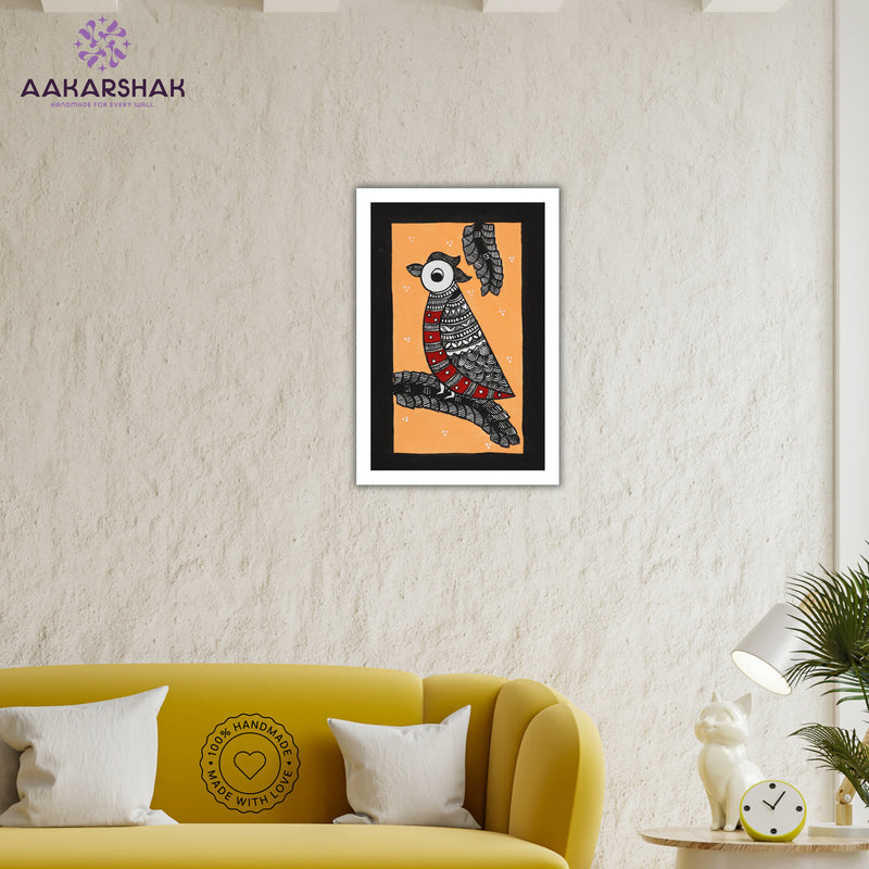 vibrant handmade peacock painting-depicting indian folk traditions
