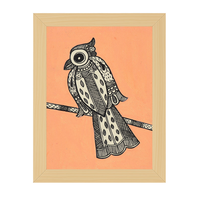handmade madhubani painting peacock-in vibrant traditional folk art style