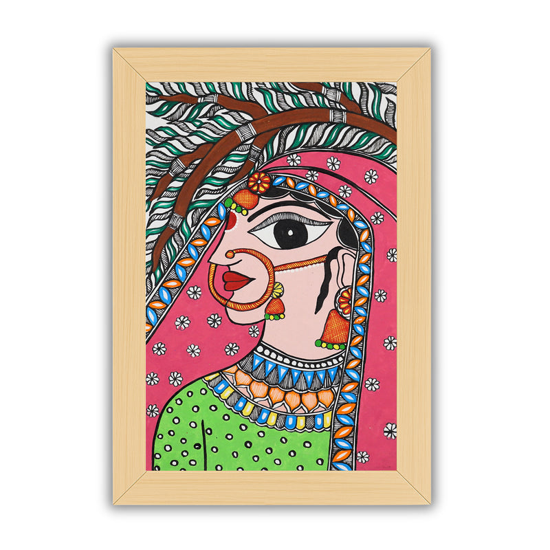 handmade madhubani painting painting radha-in vibrant traditional folk art style