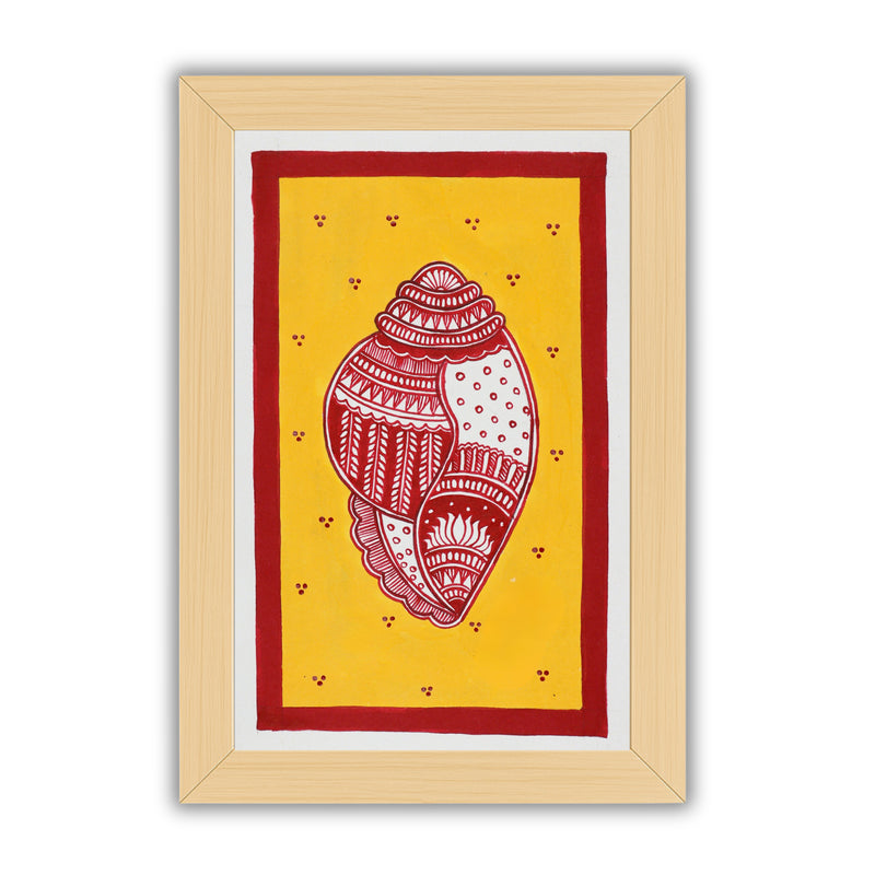 handmade madhubani painting painting Shankh-in vibrant traditional folk art style