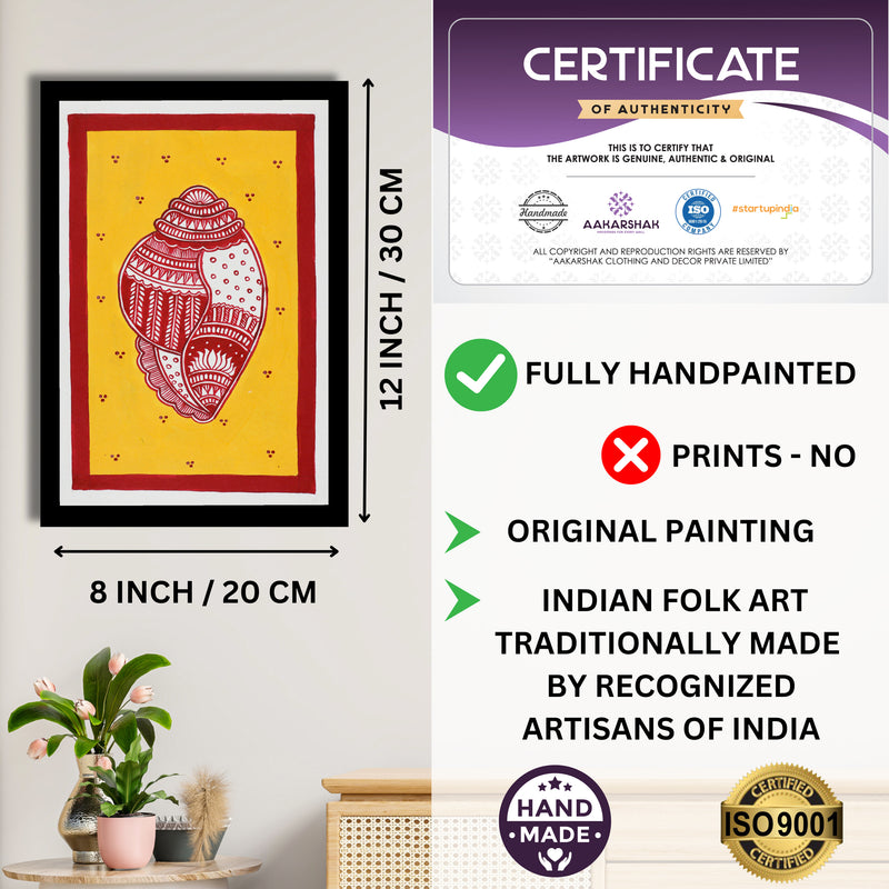 handmade iso certified-Shankh madhubani painting