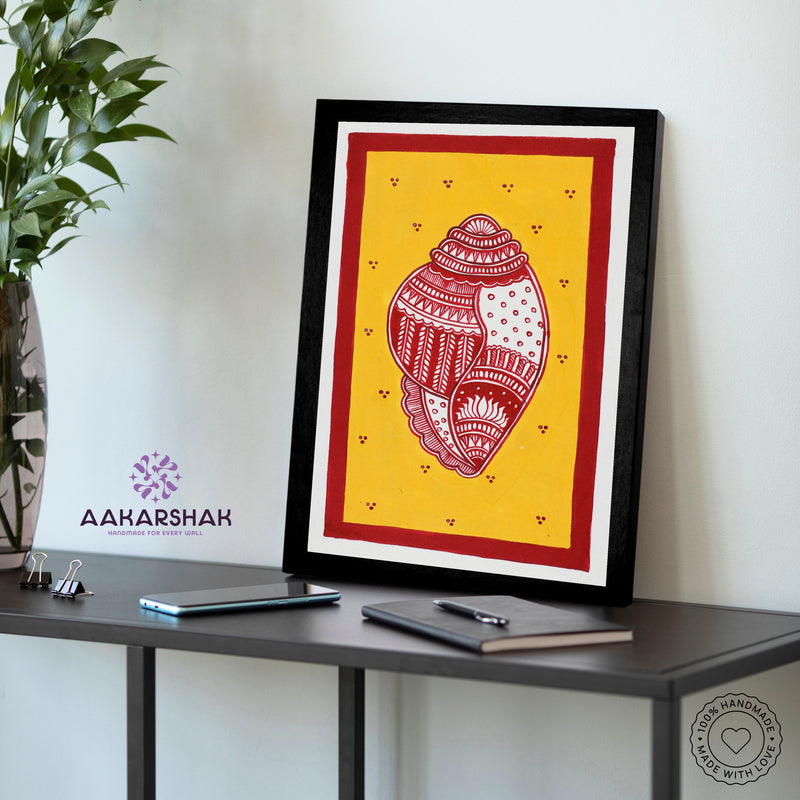 vibrant handmade Shankh painting-depicting indian folk traditions