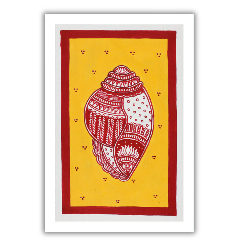 handmade madhubani painting painting Shankh-in vibrant traditional folk art style