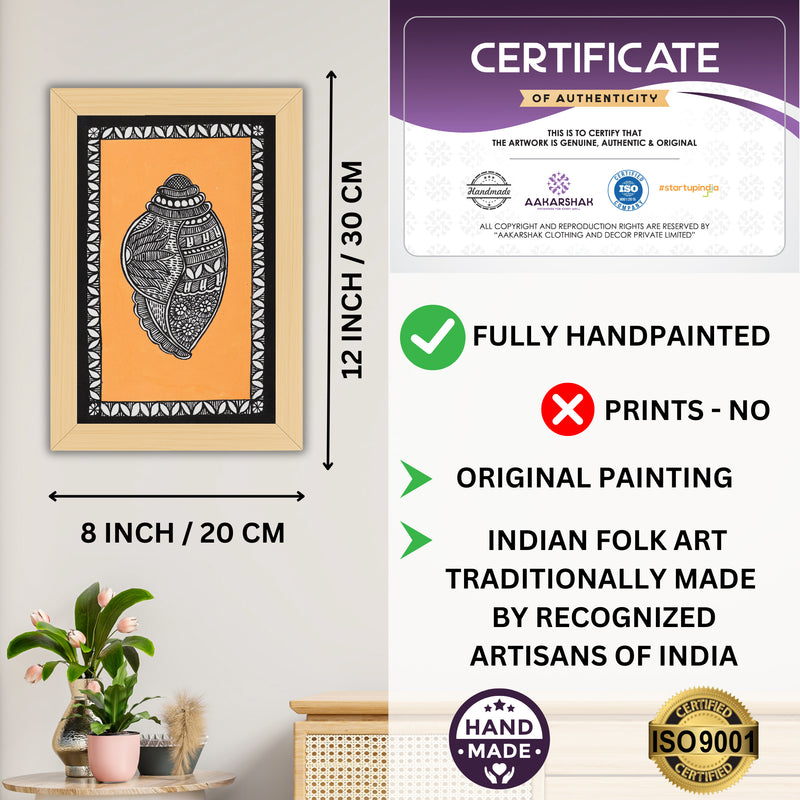 handmade iso certified-Shankh madhubani painting