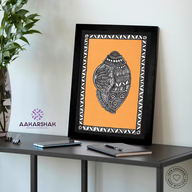 vibrant handmade Shankh painting-depicting indian folk traditions