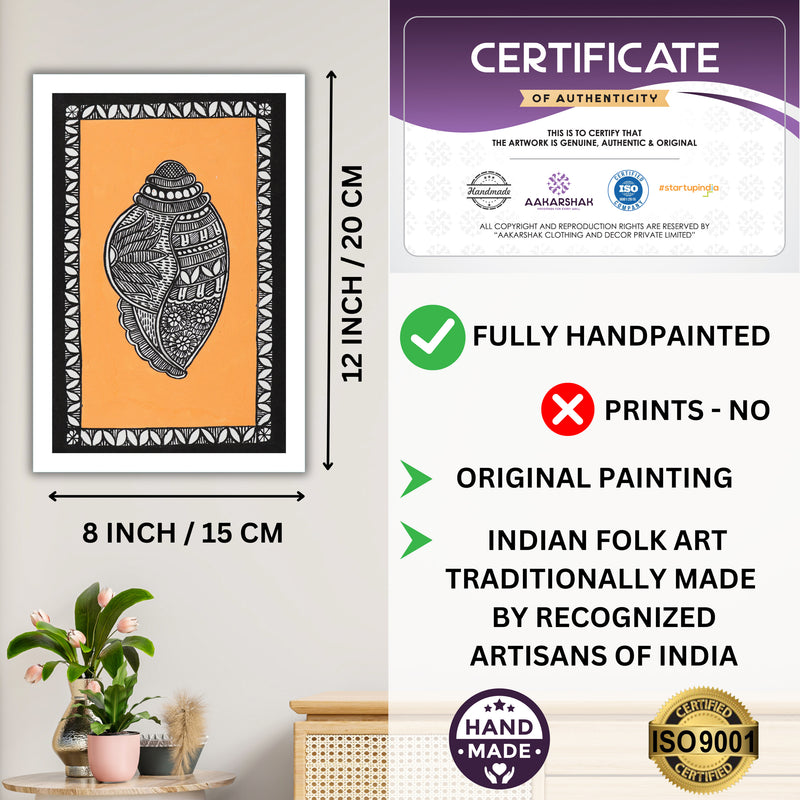 handmade iso certified-Shankh madhubani painting