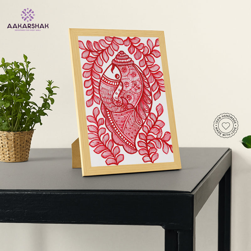 vibrant handmade madhubani painting-depicting indian folk traditions